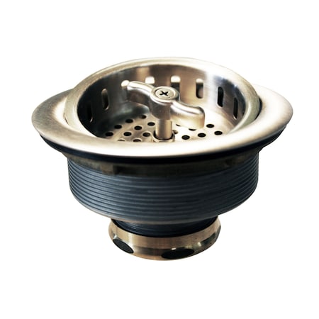 Westbrass Wing Nut Style Large Kitchen Basket Strainer in Satin Nickel D213-07